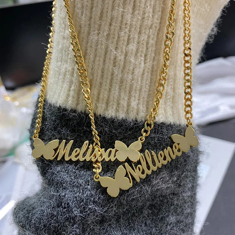 Personalized Name Necklace Stainless Steel Mirror Surface Choker Pendant