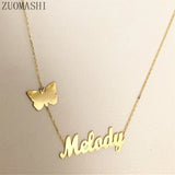 Butterfly Name Necklace For Women Tiny Nameplate Jewelry Gift