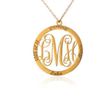 Family Stainless Steel Round Couple Necklace Pendant Choker Anniversary