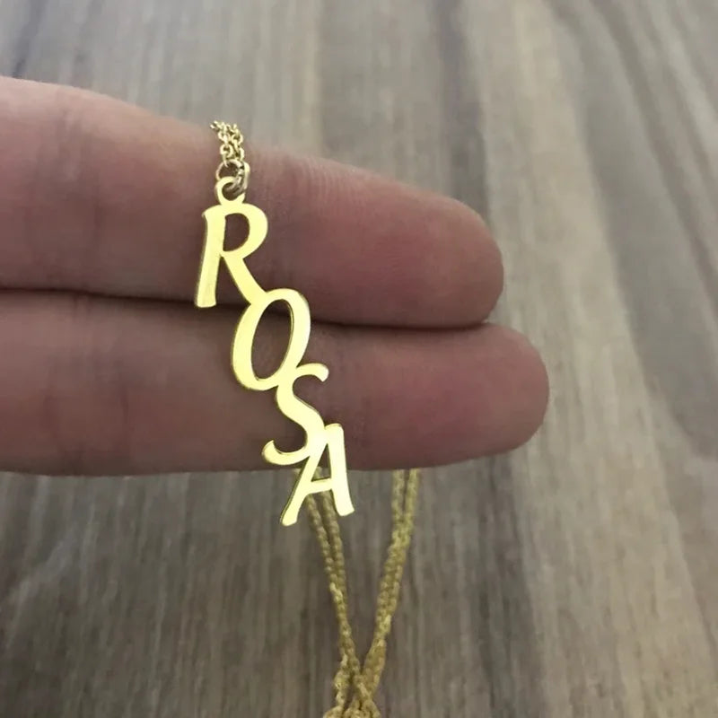 Customized Women's Name Necklace Stainless Steel Handmade Couple Montage