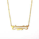 Personalized Name Necklace Women Heart Stainless Steel Double Chain Pendant