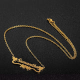 Personalized Name Necklace Women Heart Stainless Steel Double Chain Pendant