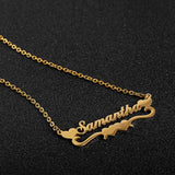 Personalized Name Necklace Women Heart Stainless Steel Double Chain Pendant
