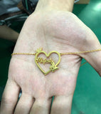 Heart Butterfly Crown Name Necklace Stainless Steel Chain Birthday Gift