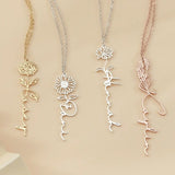 Personalized Name Pendant Necklace With Birth Flower Stainless Choker Chain