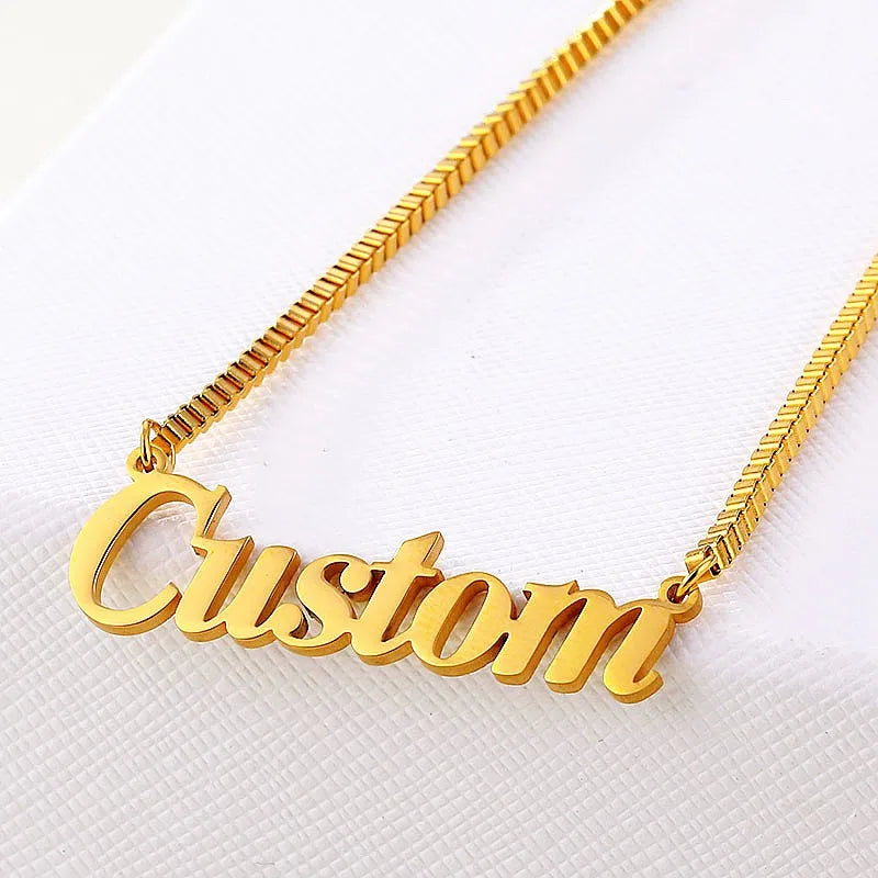 Custom Cursive Name Pendant Necklace Stainless Steel