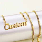 Custom Cursive Name Pendant Necklace Stainless Steel