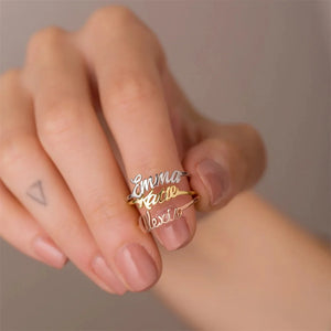 Personalized Name Rings for Women Stainless Steel Silver Rosegold