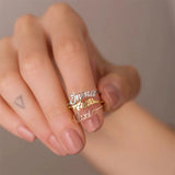 Personalized Name Rings for Women Stainless Steel Silver Rosegold