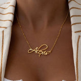 Custom Signature Pendant Necklace Cuban Chain Stainless Steel