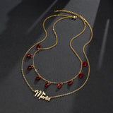 Personalized Name Stone Necklace Stainless Steel Letter Necklace For Women