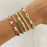 Personalized Tennis Chain Bangle Colorful Letter Bracelet For Women