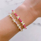 Personalized Tennis Chain Bangle Colorful Letter Bracelet For Women