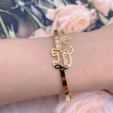 Elephant Bracelet Personalized Name Stainless Steel Bangle Gift