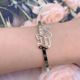 Elephant Bracelet Personalized Name Stainless Steel Bangle Gift