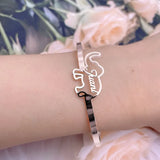 Elephant Bracelet Personalized Name Stainless Steel Bangle Gift