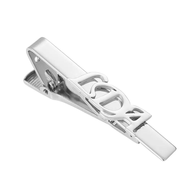 Personalized Stainless Steel Tie Clip Engraved Initials Neck Tie Clamp