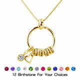 Personalized Names Pendant Birthstones Necklace Stainless Steel for Mothers