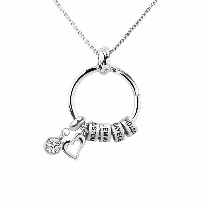 Personalized Names Pendant Birthstones Necklace Stainless Steel for Mothers