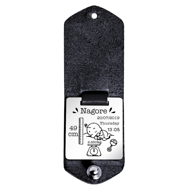 Engraved Newborn Keepsake KeyChain with Baby Name & Birth Date