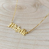 Personalized Old English Nameplate Necklace Stainless Steel Babygirl Name