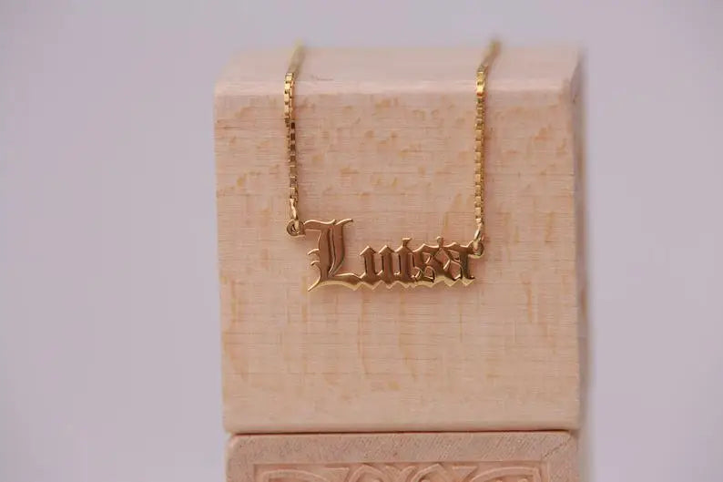 Personalized Old English Nameplate Necklace Stainless Steel Babygirl Name