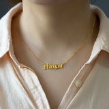 Personalized Old English Nameplate Necklace Stainless Steel Babygirl Name