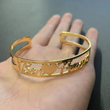 Personalized Open Bangle Cuff Name Bracelet Heart Bracelets