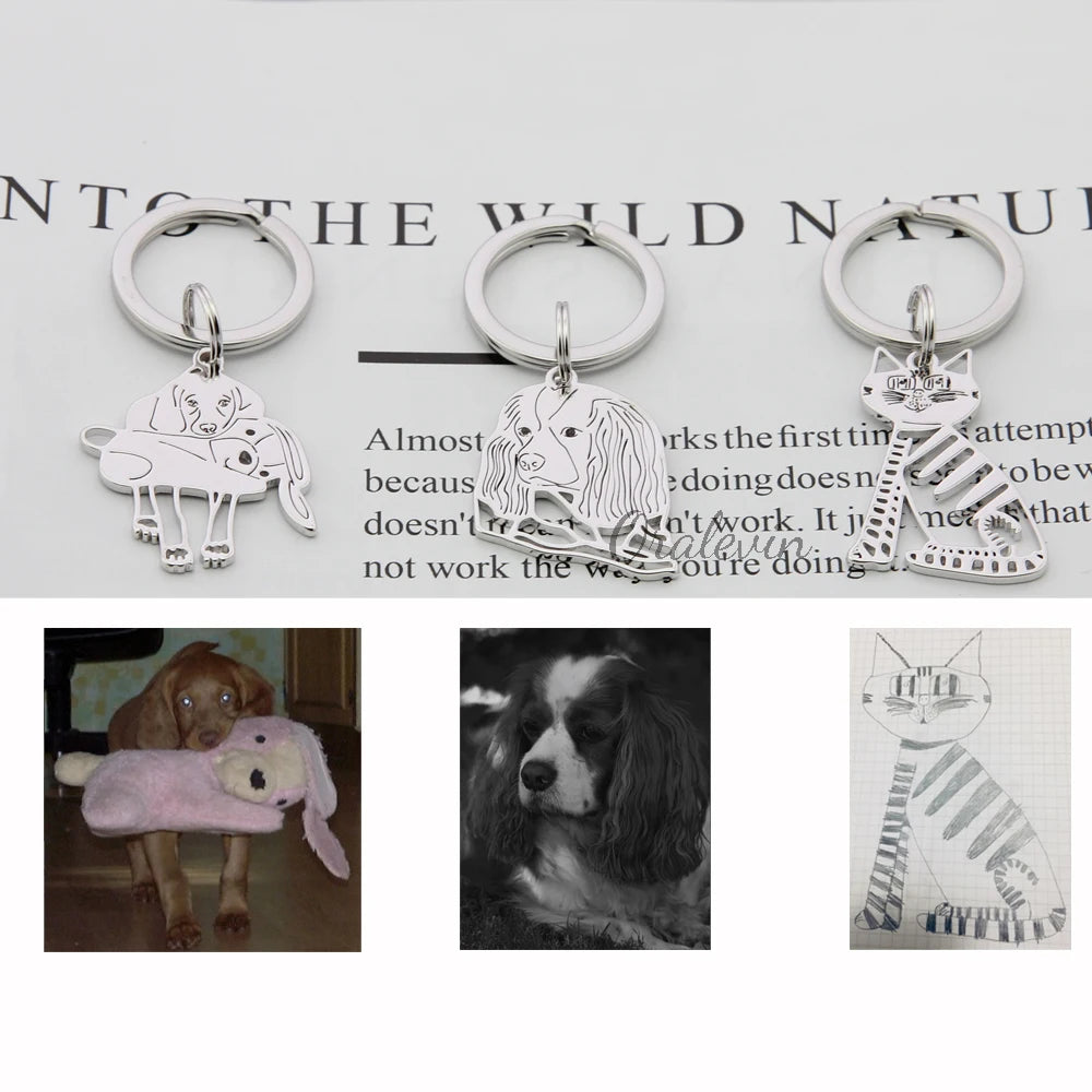 Custom Pet Photo Pendant Necklace Engrave Name Dog Tag Jewelry