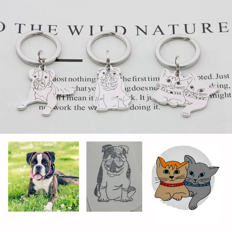 Custom Pet Photo Pendant Necklace Engrave Name Dog Tag Jewelry