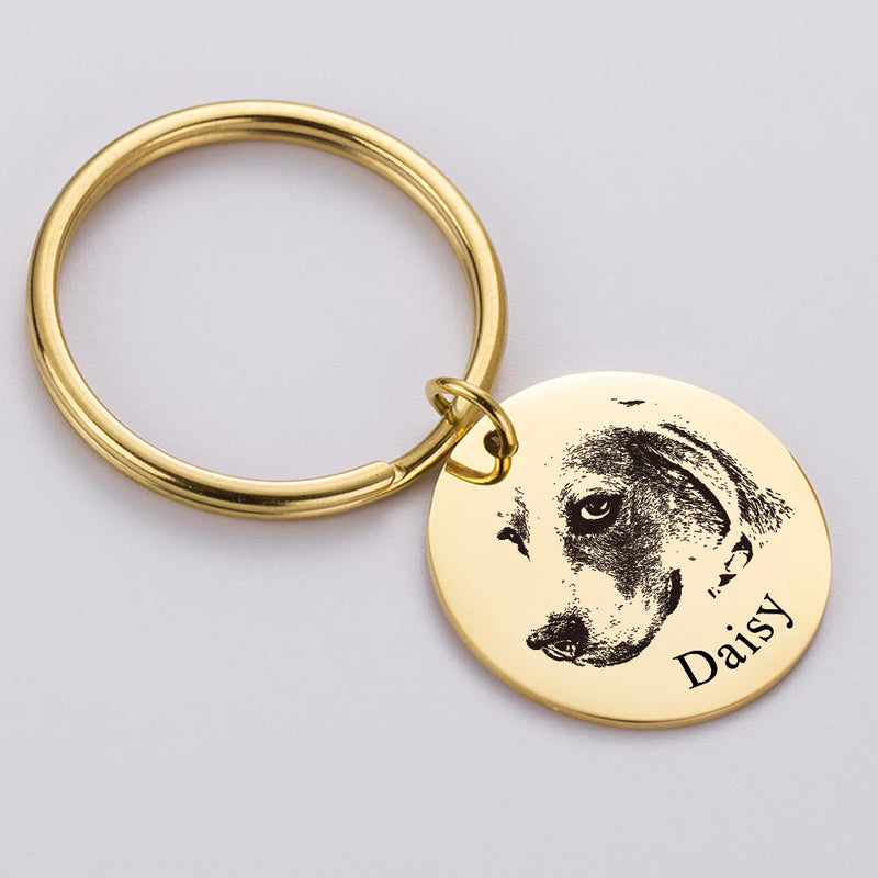 Custom Pet Photo Engraved Keychain