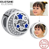 925 Silver Round Star Moon CZ Charms for Bracelet Women