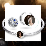 925 Silver Round Star Moon CZ Charms for Bracelet Women