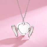 925 Silver Heart Angel Wings Charm Necklace DIY Jewelry Gift