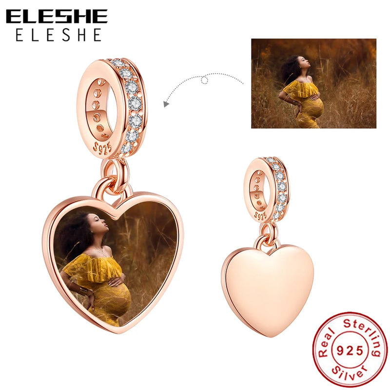 925 Silver Rose Dangle Charm Beads for Bracelet Women DIY Jewelry