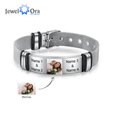 Custom Engraved Adjustable Chain Bracelet Stainless Steel for Men