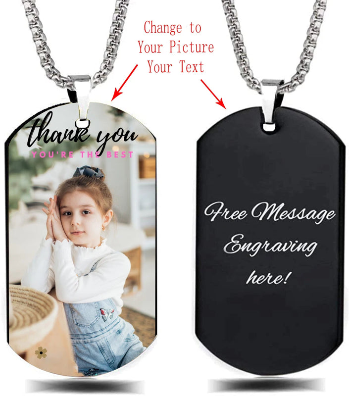 Personalized Photo & Message Necklace Keychain