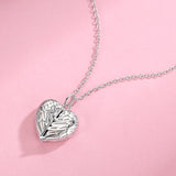 Sterling Silver Angel Wing Heart Pendant Necklace