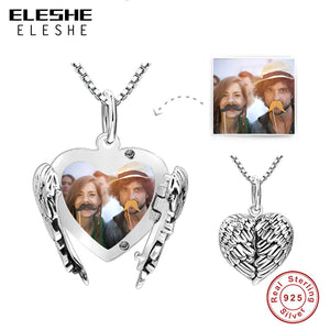 Sterling Silver Angel Wing Heart Pendant Necklace