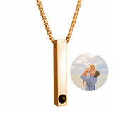 Personalized Photo Name Rectangle Matching Pendant Men's Charm Necklace
