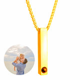 Personalized Photo Name Rectangle Matching Pendant Men's Charm Necklace