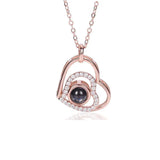 Custom Double Heart Photo Projection Necklace for Mom