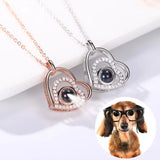 Custom Double Heart Photo Projection Necklace for Mom