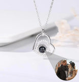Custom Double Heart Photo Projection Necklace for Mom