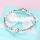925 Silver Baby Print Round Charm Bead for Bracelet