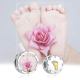 925 Silver Baby Print Round Charm Bead for Bracelet