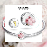 925 Silver Baby Print Round Charm Bead for Bracelet