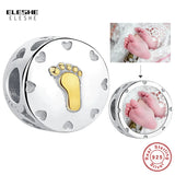 925 Silver Baby Print Round Charm Bead for Bracelet
