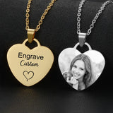 Personalized Photo Engraved Heart Necklace