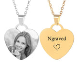 Personalized Photo Engraved Heart Necklace